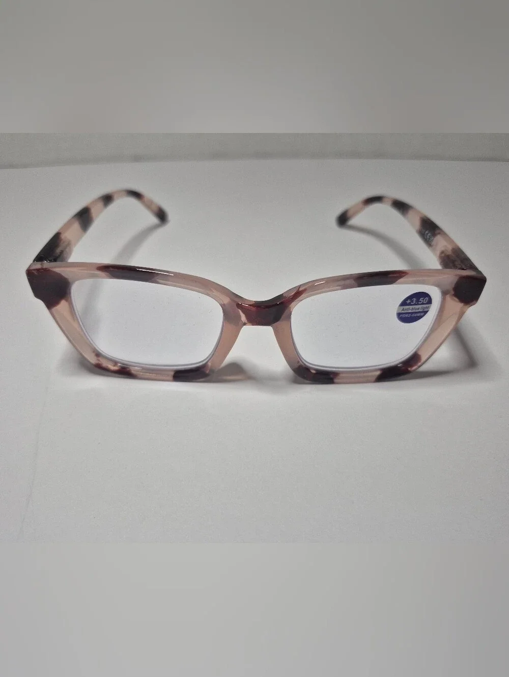 Women's Rectangular Clear Pink Tortoiseshell Reading Glasses